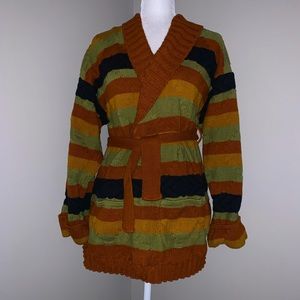 INDYGO Cardigan sweater with tie belt